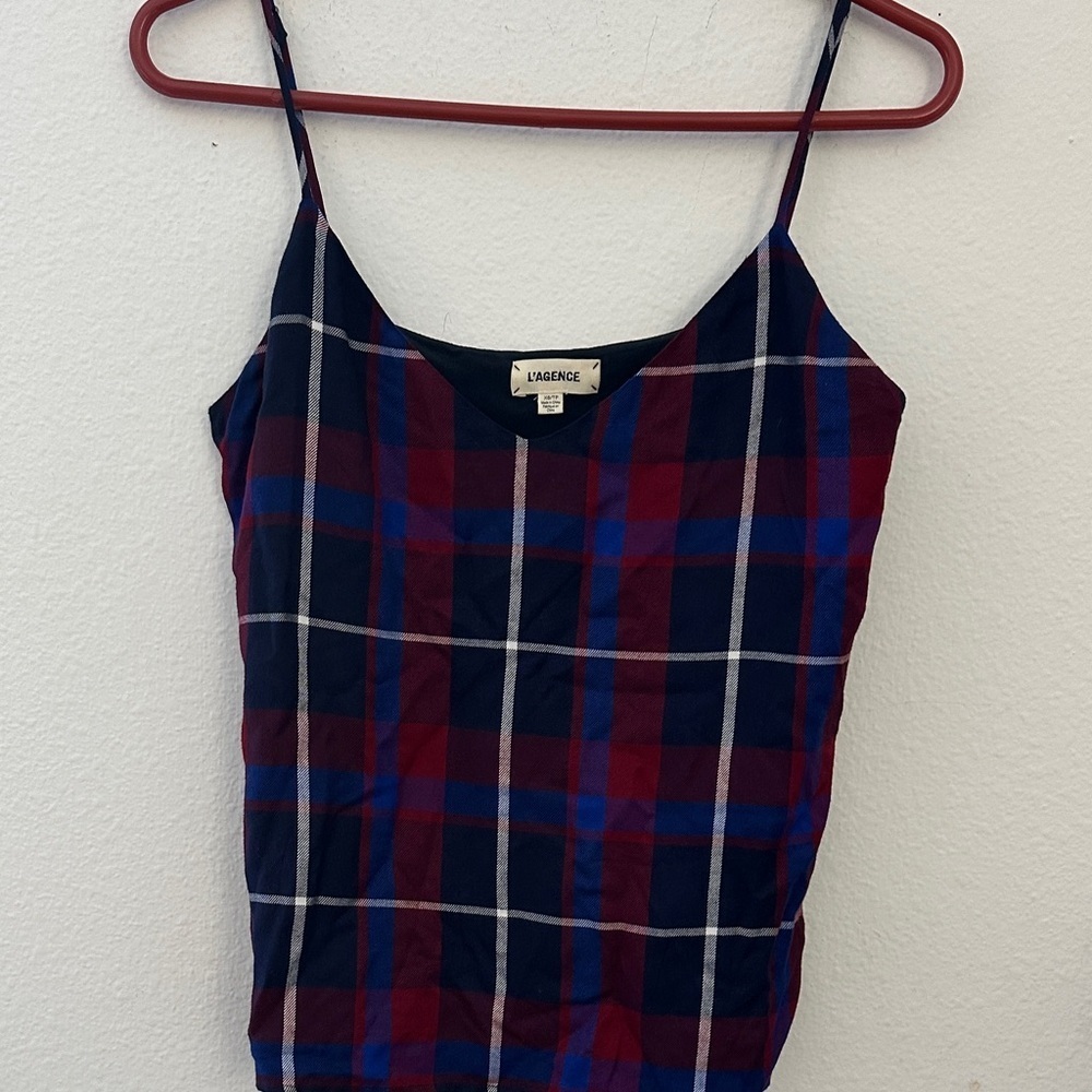 L’agence Plaid Cami Top - Red and Blue